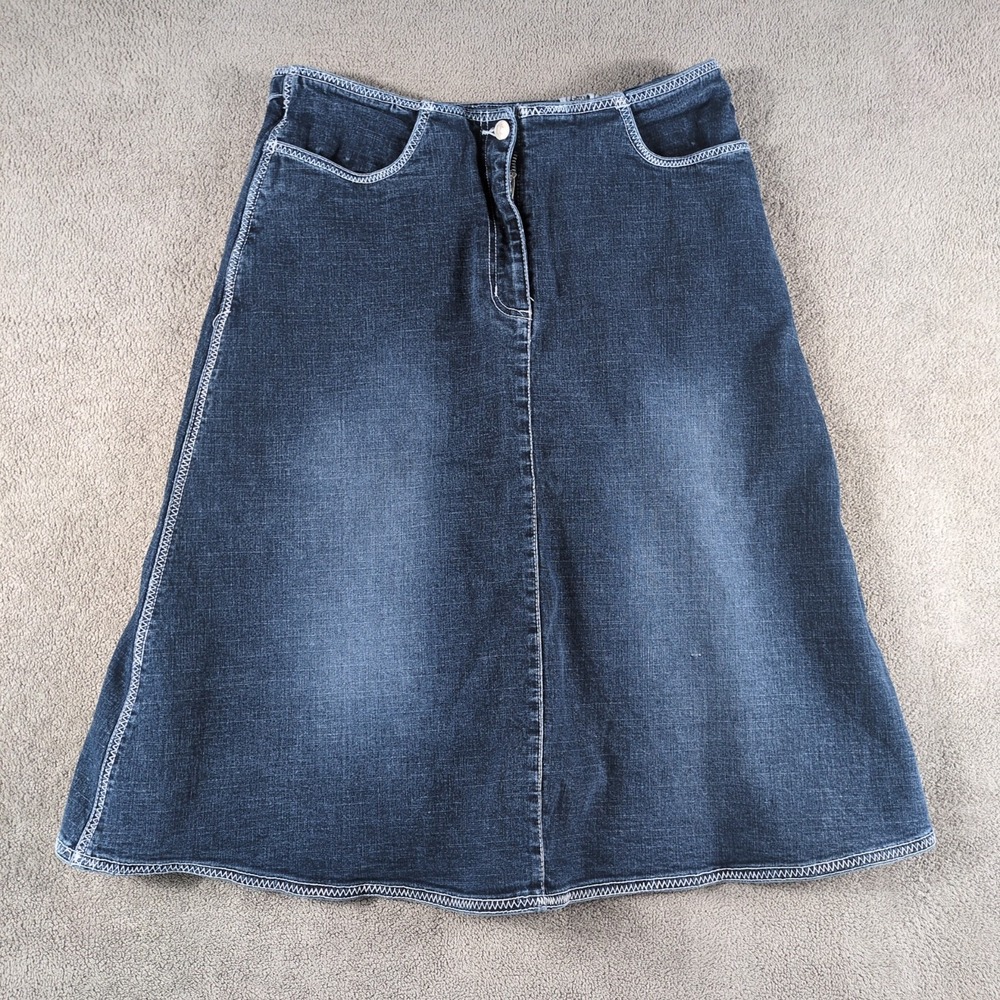 Live A Little Jean Skirt Womens 4 Blue Denim Stretch Pockets Everyday Wear